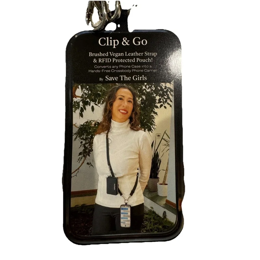 SAVE THE GIRLS RFID VEGAN LEATHER TAUPE UNIQUE POUCH CLIP & GO CELL PHONE STRAP